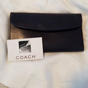 NWOT Coach Slim Trifold Navy Leather Wallet